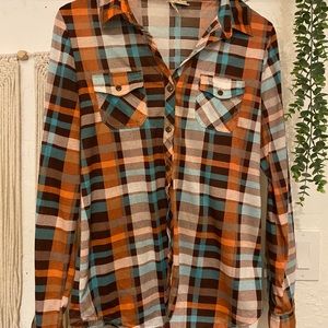 Flannel Like Shirt Stretchy Size Large